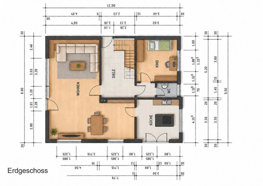 Grundriss EG Einfamilienhaus Sch�nberg (Holstein)